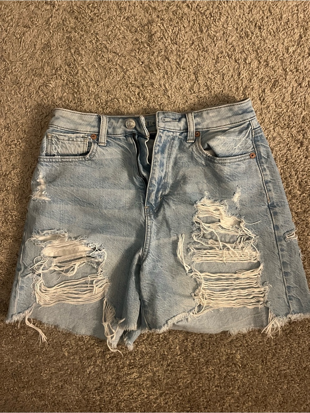 American Eagle Outfitters Light Blue Distressed Denim Cutoff Shorts